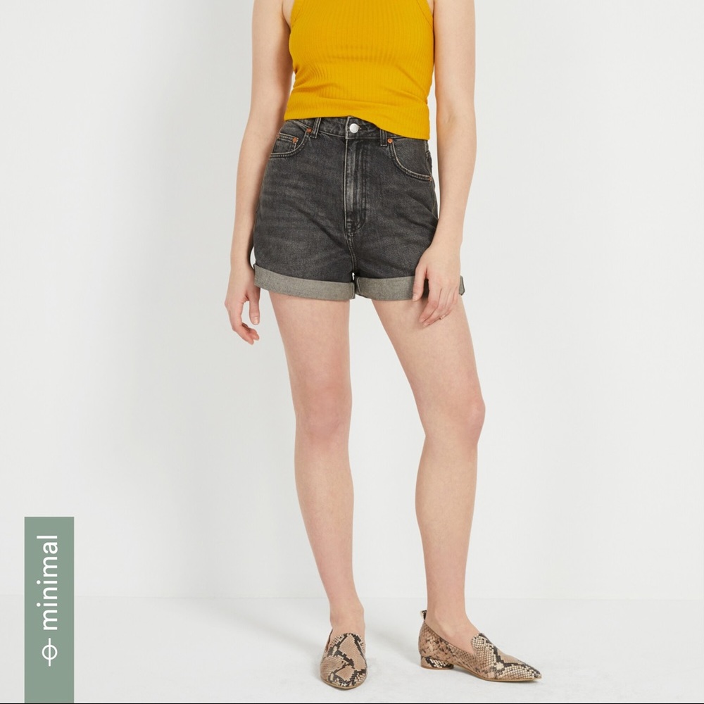 Frank and Oak Charcoal High Waisted Jean Shorts